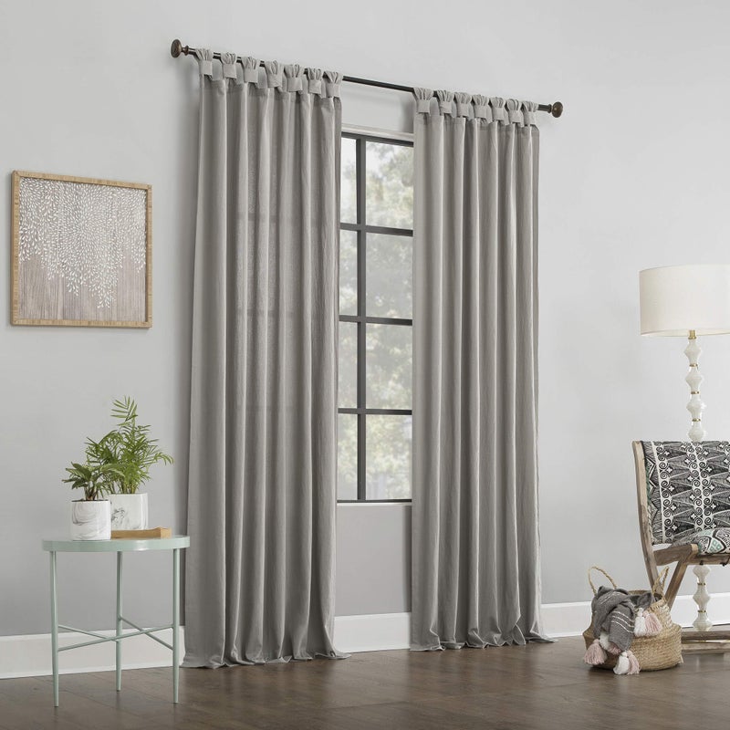 Archaeo Washed Cotton Twist Tab Curtain, 52" x 84", Silver Gray - Image 5